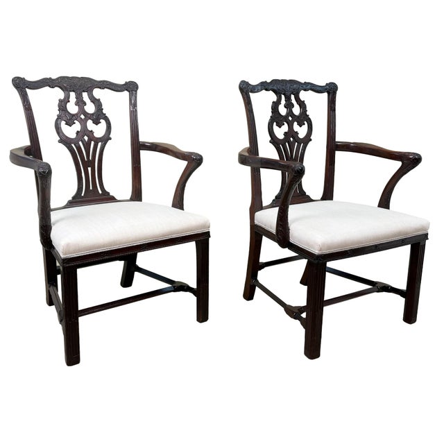 18th Century Chippendale Mahogany Carver Armchairs, 1760, Set of 2 For Sale - Image 10 of 17