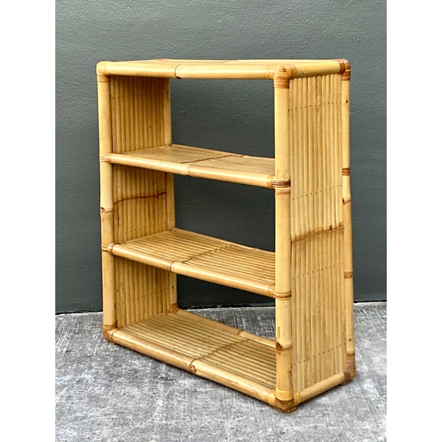 Wood Vintage Bamboo Low Etagere For Sale - Image 7 of 12