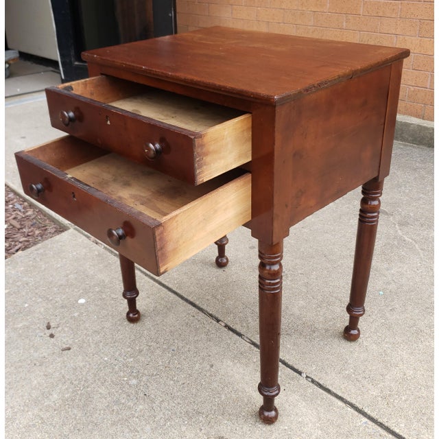 Wood Late 19th Century Federal Mahogany Two Drawer Work Table For Sale - Image 7 of 12