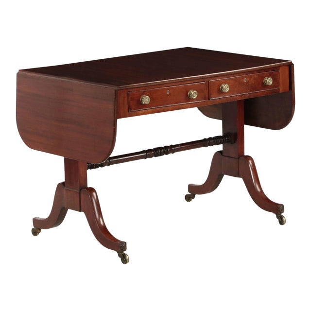 English Regency Period Mahogany Antique Drop Leaf Sofa Table, 19th