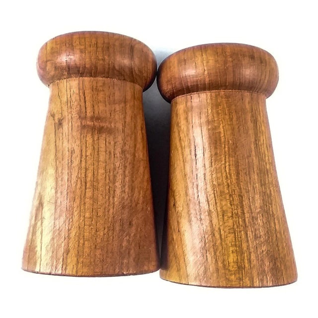 Mid-Century Modern Vintage Solid Wood Salt & Pepper Shakers - a Pair For Sale - Image 3 of 5
