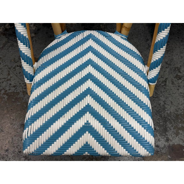 Wood Serena & Lily Chevron Riviera Side Bistro Chairs, Set of Four For Sale - Image 7 of 11