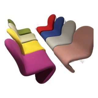 Late 20th Century Attributed Verner Panton System 123 Chairs. Set of 8 For Sale