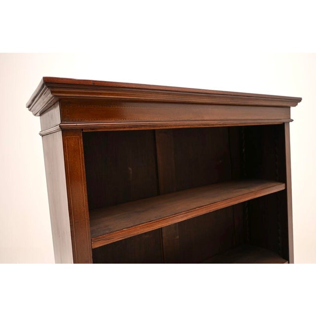 Antique Edwardian Inlaid Open Bookcase, 1900 For Sale - Image 9 of 11
