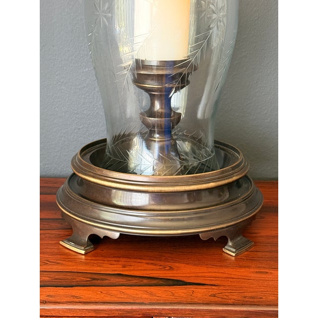 Chapman Manufacturing Company 1970s Patinated Brass Hurricane Candle Holder by Chapman For Sale - Image 4 of 12