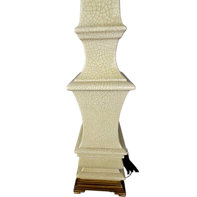 Westwood Lamps Vintage Westwood Industries Cream Crackle Glaze Pagoda Table Lamp For Sale - Image 4 of 4