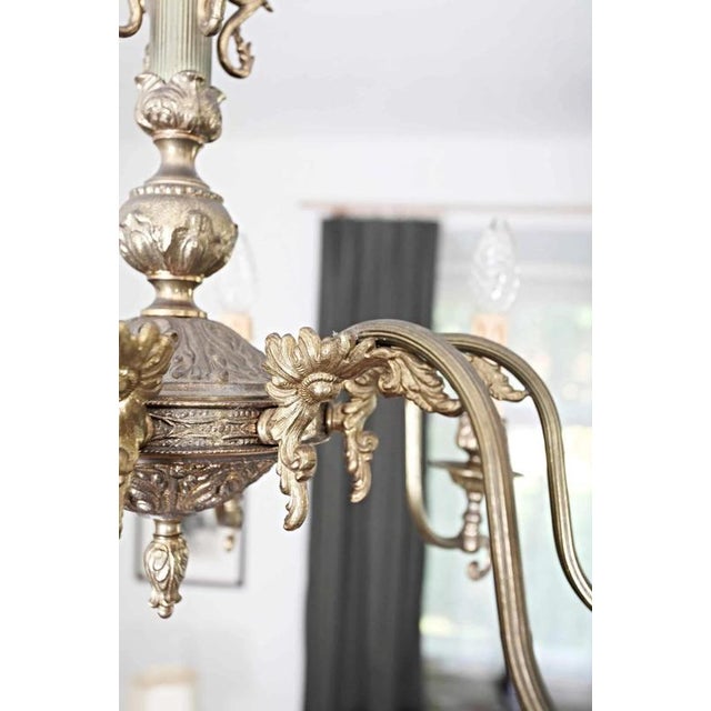 Brass 8-Arm Chandelier with Floral Decoration For Sale - Image 4 of 6
