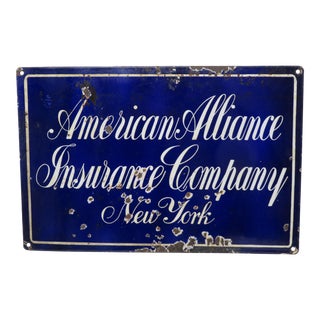 Antique Porcelain on Steel Insurance Advertising Sign For Sale