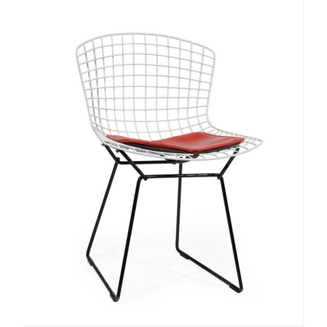 Mid-Century Modern Vintage Wire Chair Styled After Harry Bertoia | Orange Cushion For Sale - Image 3 of 4