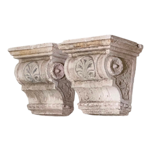 Pair of Antique Neoclassical Plaster Corbel Wall Brackets for Mantle, Doorstop, 1920