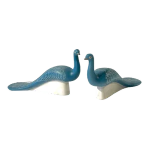 Blue Peacocks Sculptures, by Waylande Gregory - a Pair