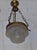 Antique Ceiling Lamp with Ornate Brass Frame and Original Glass Shade, 1890s For Sale - Image 5 of 7