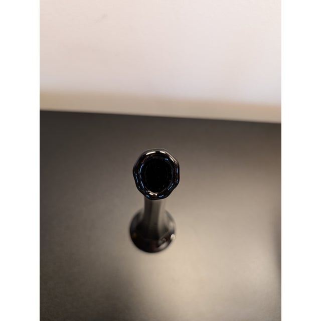 Glass Mid Century Black Swung Glass Bud Vase For Sale - Image 7 of 10