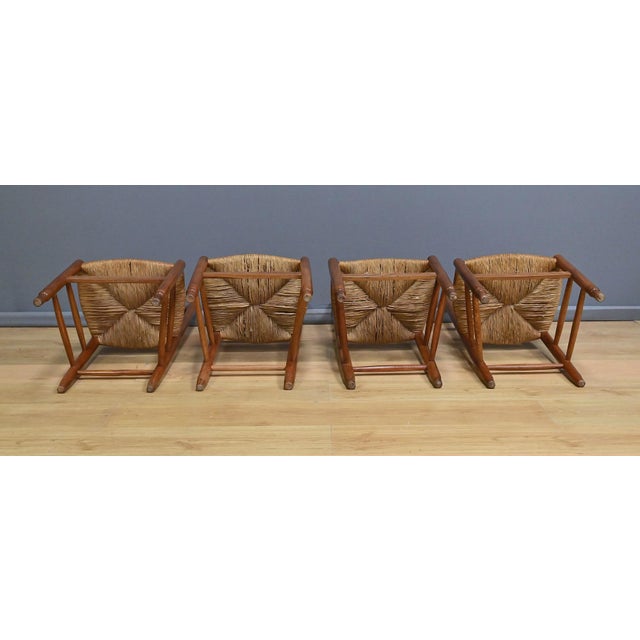 Cherrywood and Straw Chairs, Late 19th Century, Set of 4 For Sale - Image 17 of 18