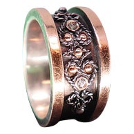Gold and Silver Ring with Nickel-Plated Center For Sale