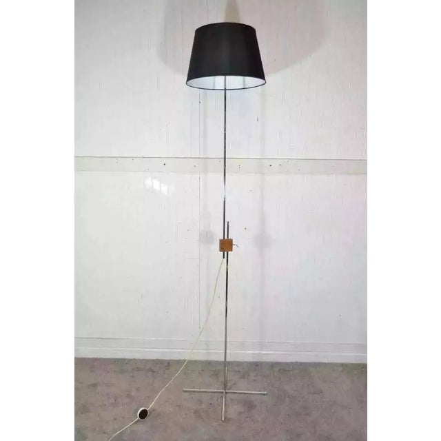Hans Eichenberger Mid Century Modern Adjustable Chrome and Walnut Floor Lamp For Sale - Image 9 of 10