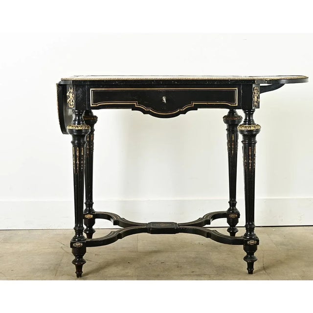 Black French 19th Century Louis XVI Style Ebonized Drop Leaf Desk For Sale - Image 8 of 12