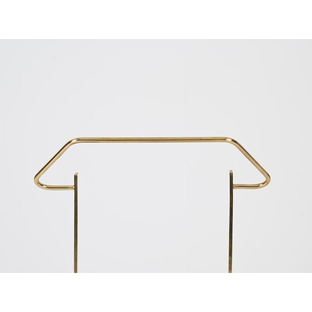 Brass and Perforated Green Metal Magazine Rack attributed to Cesare Lacca, Italy, 1950s For Sale - Image 13 of 18