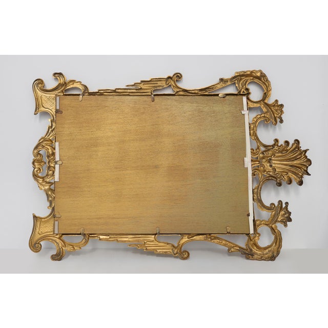 Metal 20th Century Chippendale Gilt Metal Mirror with Palmette Crest and Husk Garlands, Italy, 1950s For Sale - Image 7 of 11