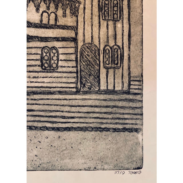 Dora Szampanier, Etching of destroyed synagogue - Volpa, Belarus For Sale - Image 4 of 6