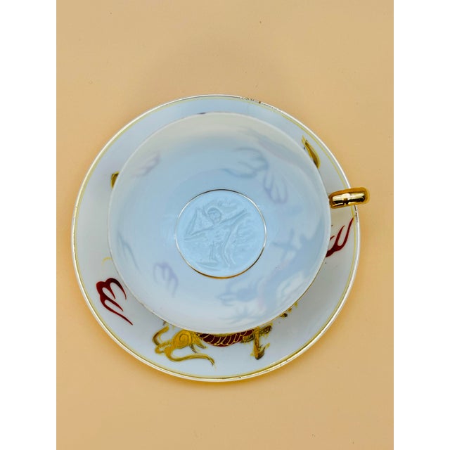 Ceramic Mid 20th Century Rare Lithophane "Nude" Geisha Dragon Ware Cup and Saucer For Sale - Image 7 of 10