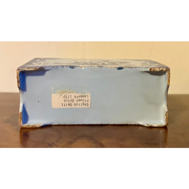Antique 18th Century English George III Lambeth Delft Blue & White Pottery Flower Brick Circa 1770 For Sale - Image 16 of 16