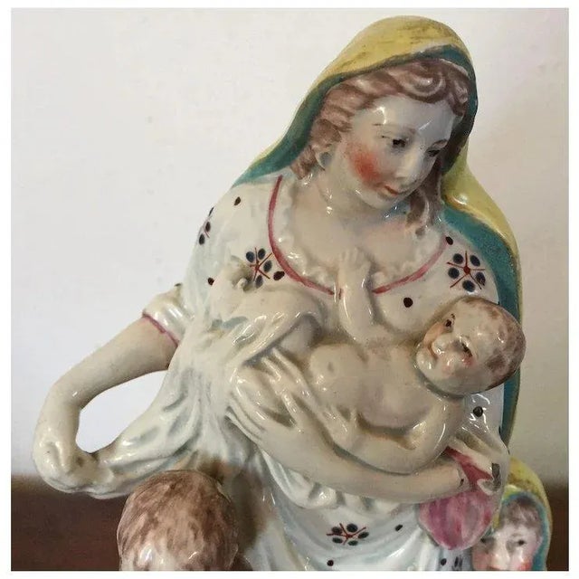 Early 19th Century Antique Early 19th Century English Georgian Staffordshire Pearlware Figure of Faith With Two Children and a Baby 1800 For Sale - Image 5 of 11