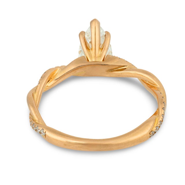 Gia 0.94 Carat Pear Shape Diamond 18k Rose Gold Engagement Ring, Size 6.25 For Sale In Los Angeles - Image 6 of 9