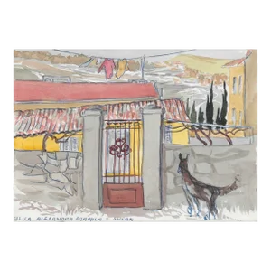 1950s Ivy Attwell Croatian Island of Susak Watercolor