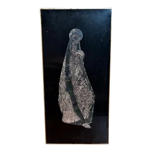1970s Los Castillo Silver Abstract Mary Plaque Wall Art Taxco Mexico