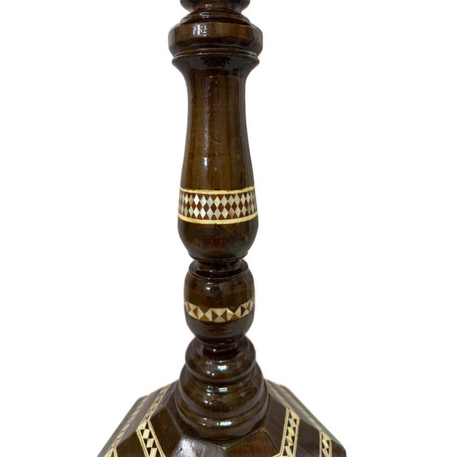 Handmade End Table Carving Wooden Table Home Decor Mother of Pearl Inlay For Sale - Image 6 of 9
