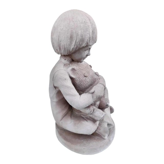 1980s 1982 Patrice Hannon for Austin Productions Boy With Teddy Bear Figurine Signed For Sale - Image 5 of 5