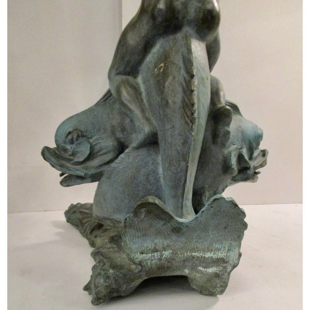 1940s 1940s Vintage Alexander Portnoff Cherub on Dolphin Bronze Fountain For Sale - Image 5 of 14