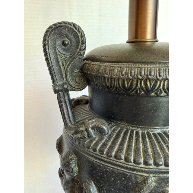 Vintage Neoclassical Urn Lamp Inspired by the Townley Vase With Green Marble Base For Sale - Image 11 of 13