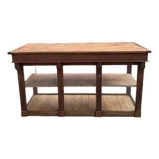 19th Century Oak Counter with Glass Top For Sale