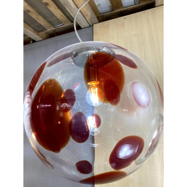 Red Contemporary Red and Transparent Sphere in Murano Glass Swirl Venini Style For Sale - Image 8 of 10