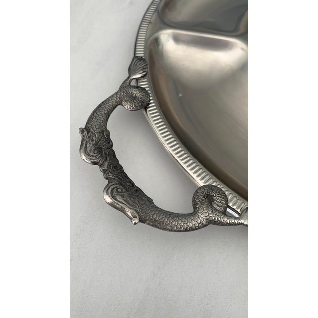 Vintage Round Stainless Steel Serving Tray by Jean Couzon, 1970s For Sale - Image 7 of 11