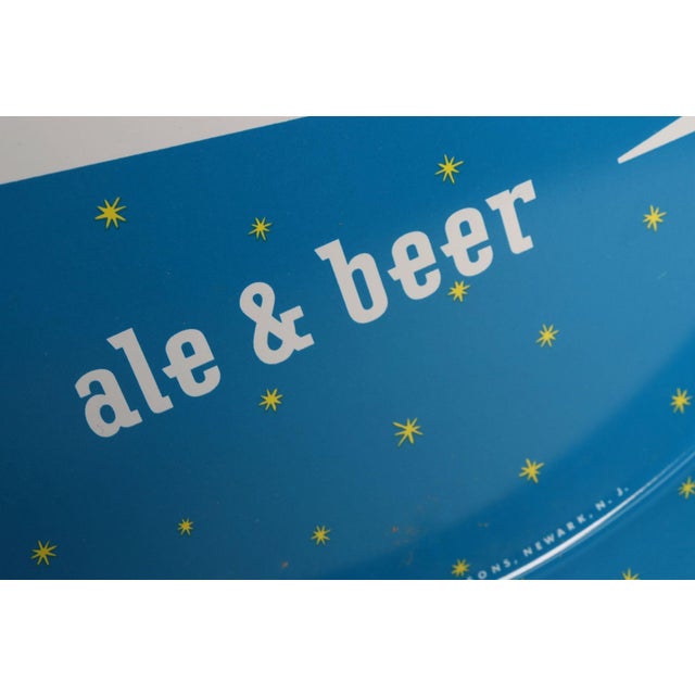 Vintage High Gloss Blue Enameled Metal Double-Sided Ballantine Beer Tray For Sale - Image 13 of 17