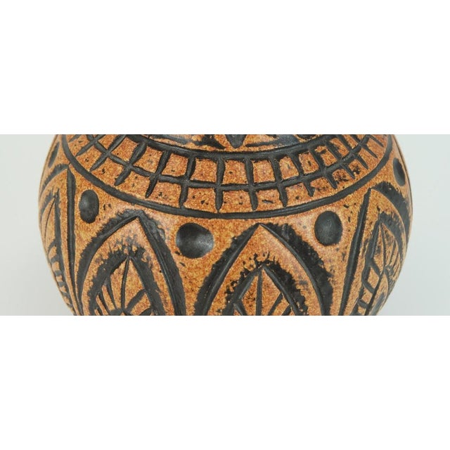 Very beautiful and rare mid century ceramic vase. Manufactured by Jasba Keramik in the 1960s to 70s. Relief decor in...