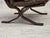 Wood Scandinavian Armchair in Brown Leather, 1970s For Sale - Image 7 of 18
