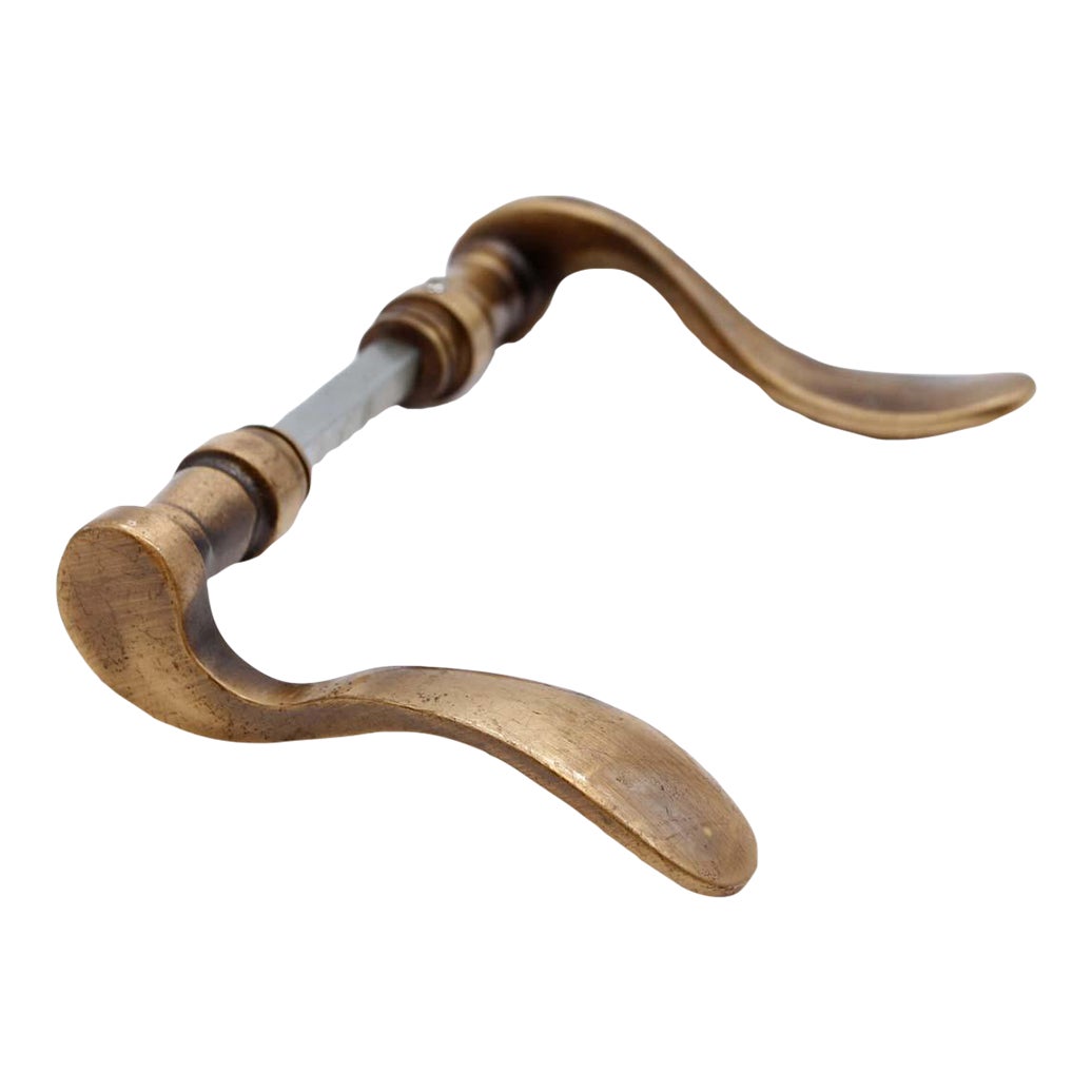 Late 20th Century Modern Brushed Brass Lever Door Knob Set Chairish