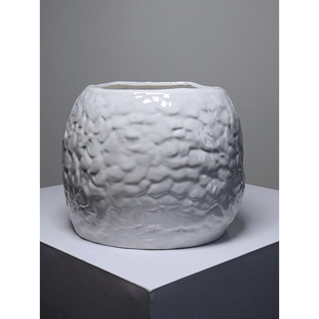 Large Vintage Italian White Earthenware Owl Head Cachepot, 1960s For Sale - Image 9 of 18