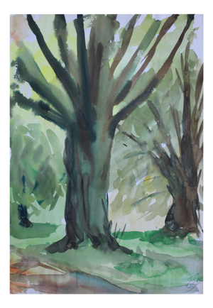 Dzidra Ezergaile, In the Park, Watercolor, 1960s