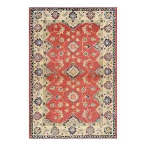 Caucasian Rug 3’4” X 4’11” Red Wool Traditional Hand-Knotted Oriental Carpet