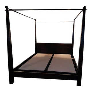 King Size Canopy Bed With Matching Nightstands Attributed McGuire 3-Piece Bedroom Set For Sale