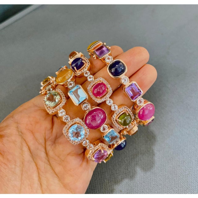 Bochic Set Off 4 Capri Vintage Bangles 18K Gold & Silver For Sale - Image 17 of 18