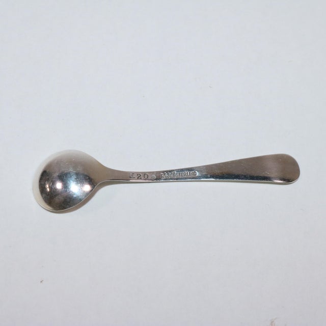 Antique Sterling Silver Late 1800’s Gorham Salt Spoon & 1980's Salt Cellar For Sale - Image 10 of 10