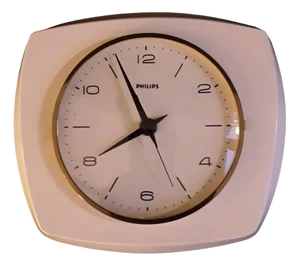 Vintage Dutch Wall Clock with Cream-White Plastic Housings by Philips, 1960s