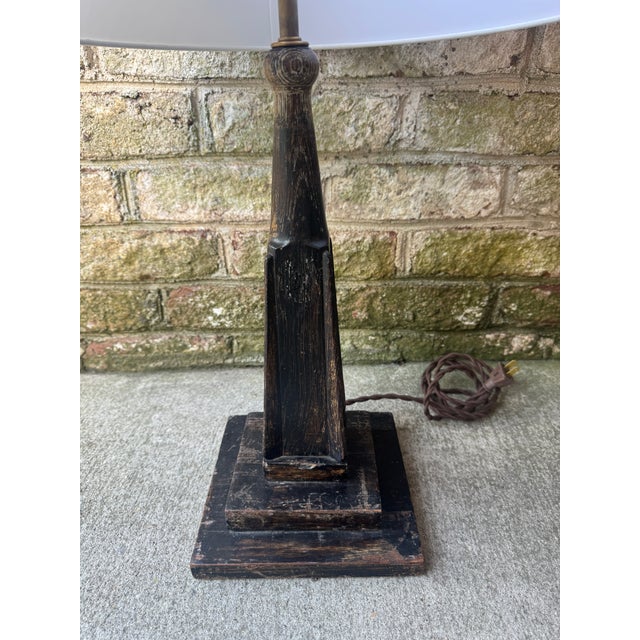Vintage Black Wooden Table Lamp For Sale - Image 12 of 14