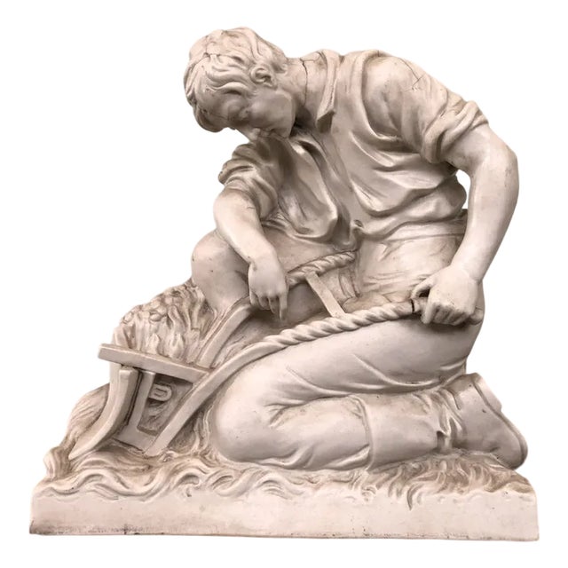 Decorative Enamelled Plaster Sculpture of a Farmer, 1930s For Sale